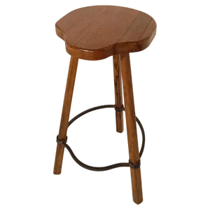 Vintage Bar Stool in Walnut and Hammered Iron, 1970s