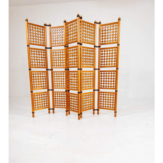 Wood Lotus Square Folding Room Divider in Birch, Singapore, 1970s For Sale - Image 7 of 11