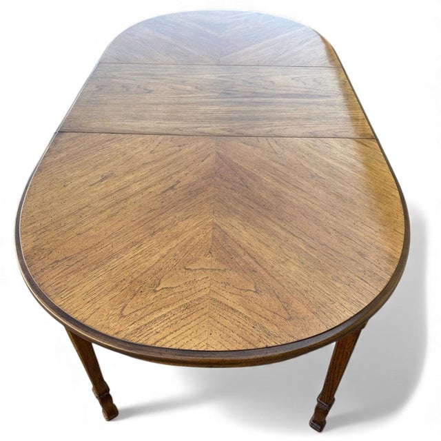 Vintage Bookmatched Veneer Oval Extension Dining Table For Sale - Image 13 of 18
