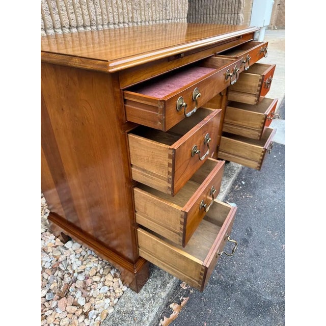 Vintage Leopold Stickley Furniture Georgian Solid Cherry Double Dresser Cabinet or Sideboard For Sale In Washington DC - Image 6 of 12
