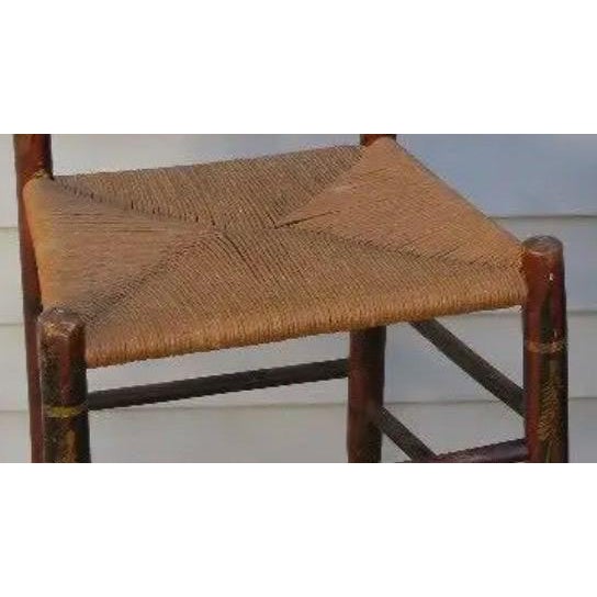Hitchcock Antique Early 19th Century Hitchcock Style Stenciled Side Chair With Woven Rush Seat For Sale - Image 4 of 8