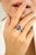 5.47 Carat Blue Sapphire 14k White Gold Halo Diamond Wedding Ring Size 5 For Sale - Image 4 of 12