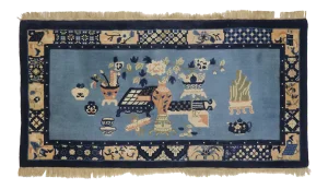 Antique Chinese Baotou Scholar’s Rug With Confucian Pictorial Design, 2'5 X 4'7