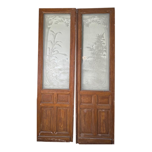 French 19th Century Etched Glass Doors For Sale