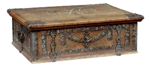 Antique Swedish Hand Painted Oak Strong Box, 1820