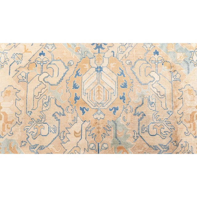 Textile Authentic Persian Tabriz Handmade Wool Carpet in Blue and Beige Shades For Sale - Image 7 of 10