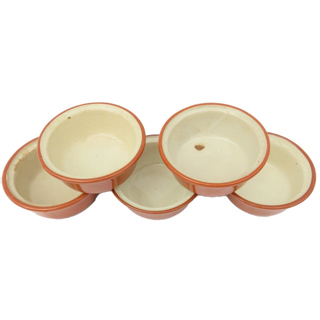 Mid 20th Century Vintage Glazed Terracotta Ramekins With Lids, Set of 5 For Sale - Image 5 of 5