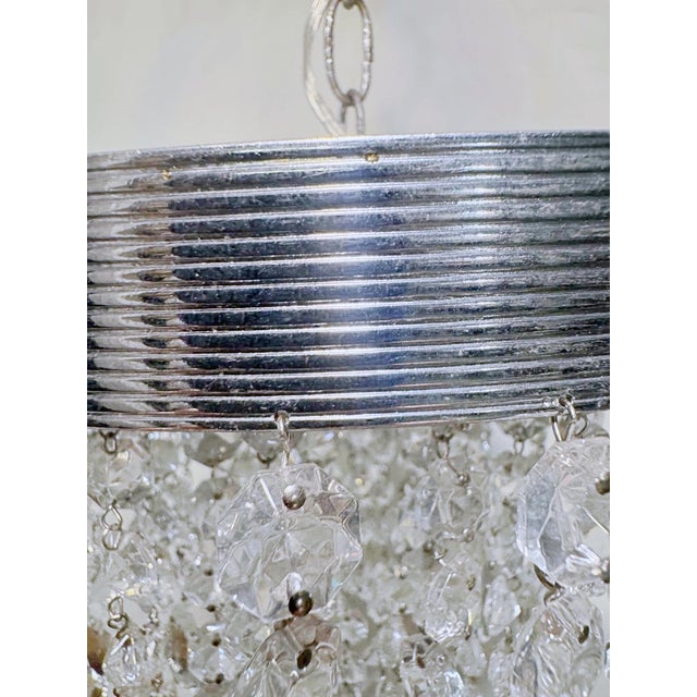 Mid 20th Century Hollywoord Regency Ridged Chrome Rim With French Pendalogue Crystals For Sale - Image 9 of 12
