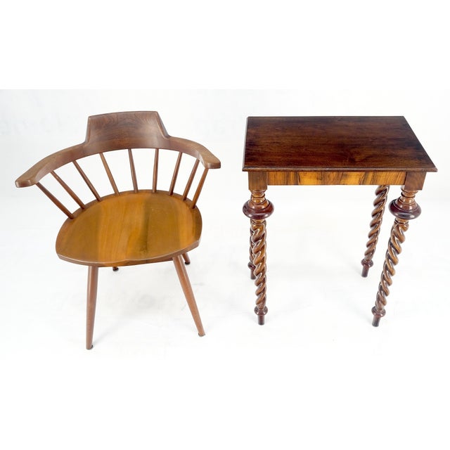 Fine Twisted Rope Carved Turned Solid Rosewood Leg Rectangle Top Lamp Table For Sale - Image 6 of 8