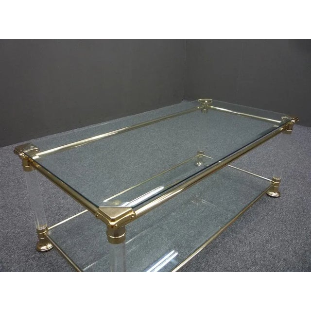 1980s Regency Acrylic Glass and Brass Side Table, 1970s For Sale - Image 5 of 11
