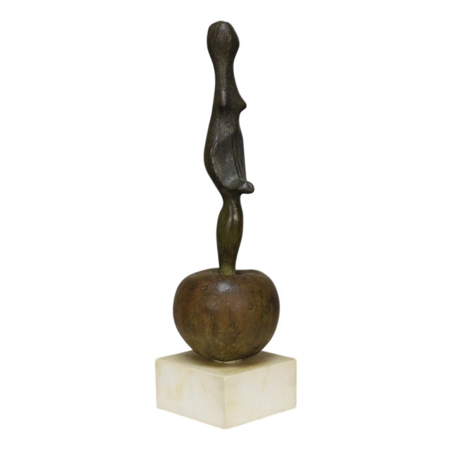 Female Figure on Apple by Godfried Pieters, 1980s For Sale