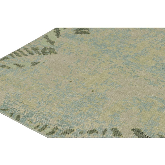 Rug & Kilim’s Distressed Style Abstract Rug in Blue, Gray and Green Pattern For Sale In New York - Image 6 of 7