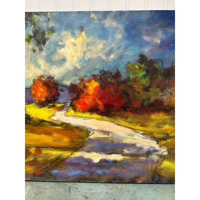 Contemporary “Country Road” Original Oil Painting by David Swanigan on a Large Panoramic Shaped Canvas For Sale - Image 3 of 11