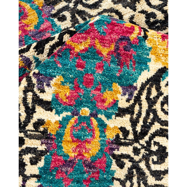 Textile Suzani Collection Hand-Knotted Area Rug - Black Collection 7' 10" x 8' 5" For Sale - Image 7 of 9