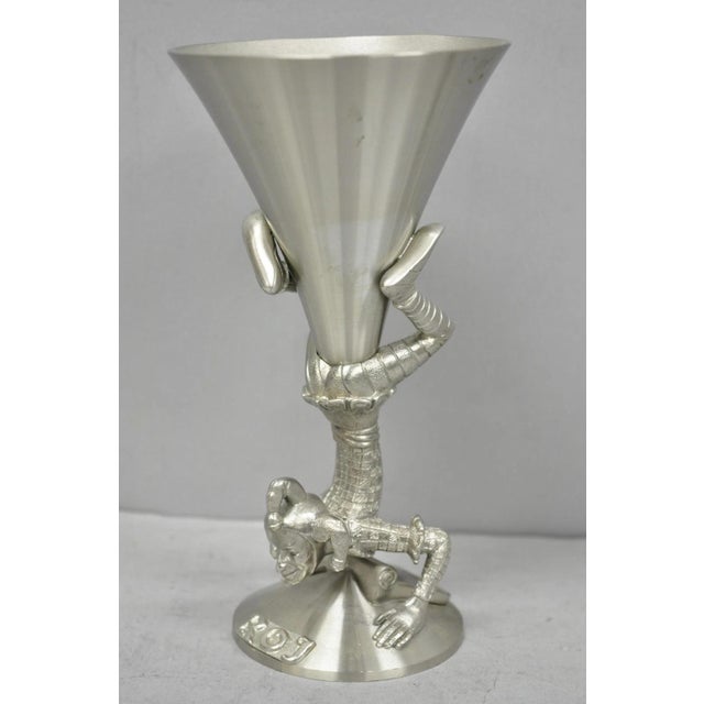 Vintage Royal Order of Jesters Figural Pewter Metal Award Renaissance Goblet For Sale In Philadelphia - Image 6 of 14