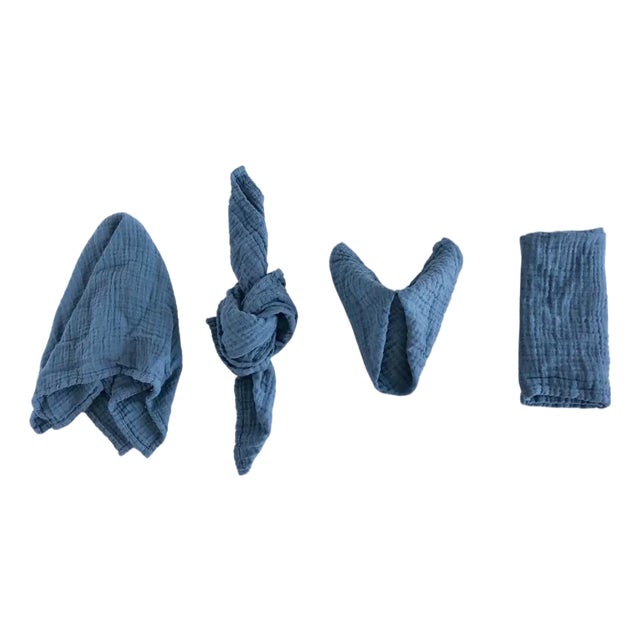 Organic Cotton Napkins - Marine, Set of 4 For Sale