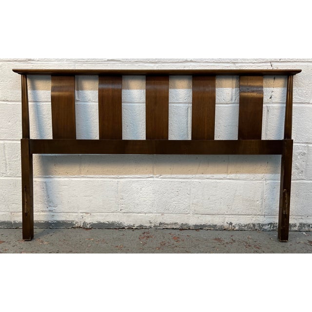Mid 20th Century Mid-Century Modern Vertical Slat Walnut Headboard For Sale - Image 5 of 7