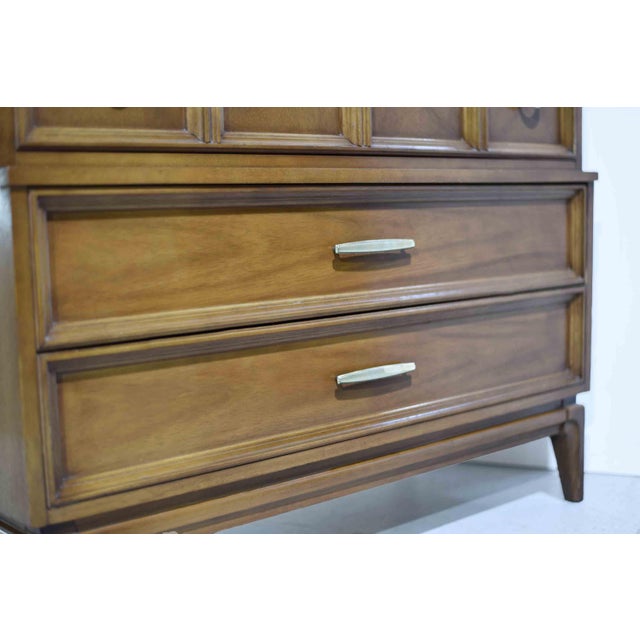 1960s Mid Century Modern Walnut Highboy Dresser by Dixie Furniture For Sale - Image 11 of 14