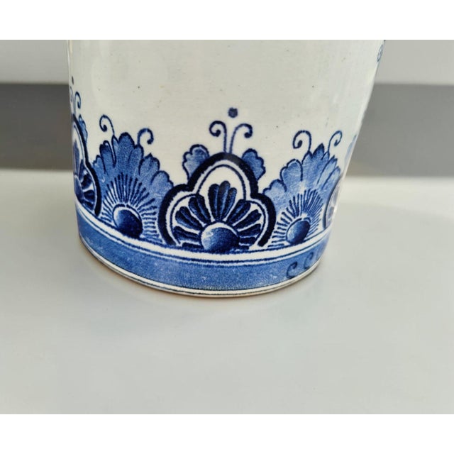 Vintage Hand-Painted Dutch Delft Blue Sailing Ship Vase, 1950s For Sale - Image 16 of 17
