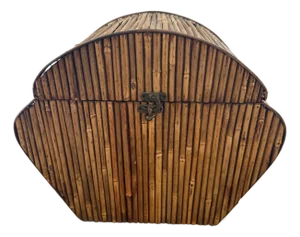 Large Split Reed Bamboo Box With Brass Rings