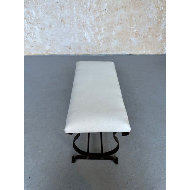 Gilt Spanish Iron Bench With Lyre-Shaped Base For Sale - Image 10 of 12