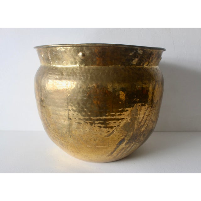 Vintage Extra Large Hammered Brass Planters Mid Century Indian Style For Sale - Image 13 of 13