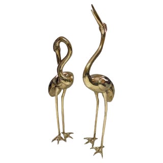 Large Gilt Bronze Sculptures of Herons, Set of 2 For Sale