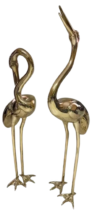 Large Gilt Bronze Sculptures of Herons, Set of 2