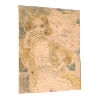 Edo Pratini Impressionist Pastel Drawing Woman For Sale