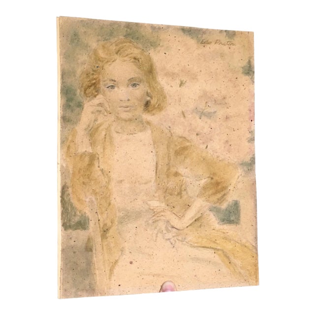 Edo Pratini Impressionist Pastel Drawing Woman For Sale