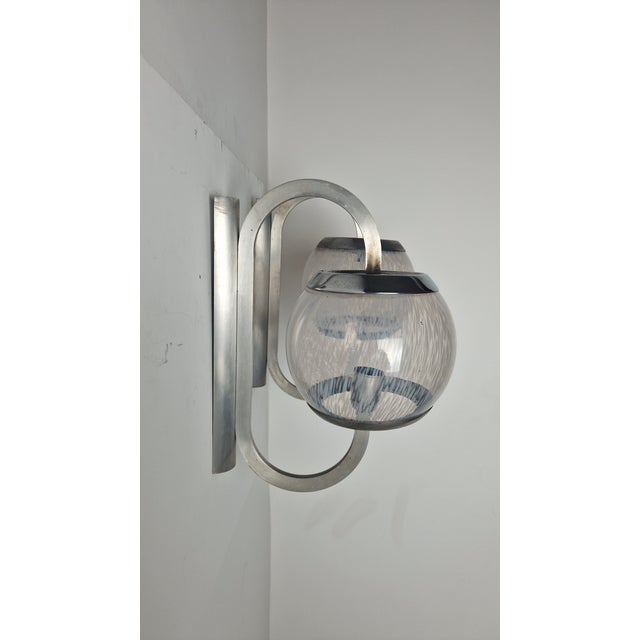 Wall Lamps in Chrome and Shaded Transparent Glass, 1960s, Set of 2 For Sale - Image 9 of 16