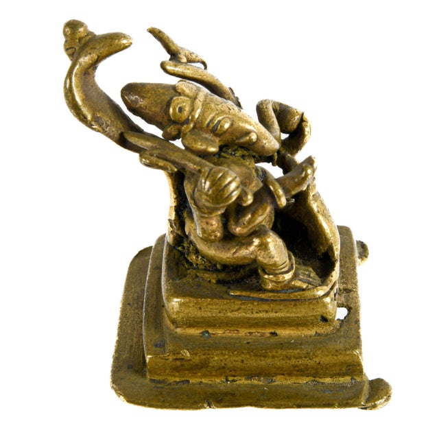 Mid 19th Century Antique Indian Brass Lord Ganesha Pilgrimage Shrine Figure, Circa 18th–19th Century For Sale - Image 5 of 6