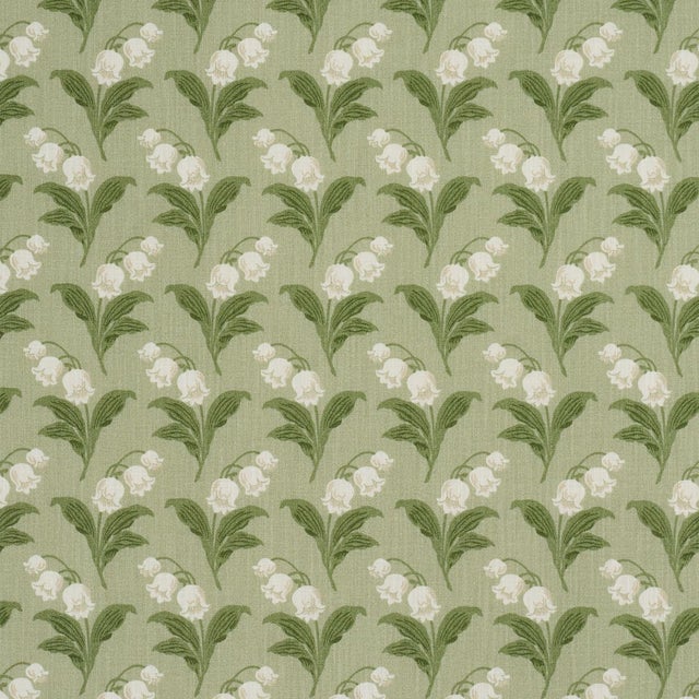 SAMPLE - Schumacher Lily Of The Valley Indoor/Outdoor Fabric In Moss For Sale