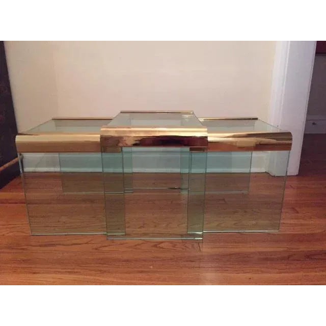Set of three mid-century modern Pace tables. Larger piece 17.5"h x 21.5"d x 15"w, 2 smaller tables 16"h x 17.5"d x 13"w....