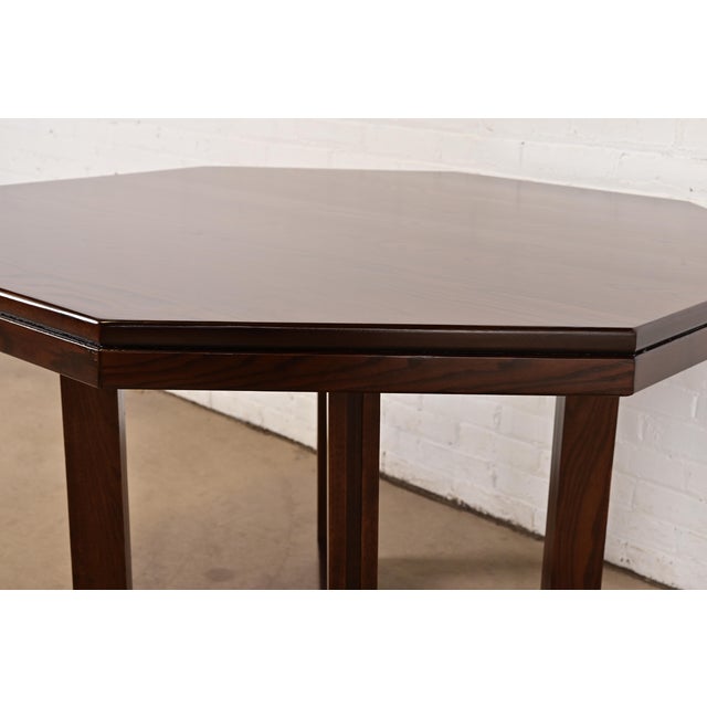 Wood Frank Lloyd Wright Style Mid-Century Modern Oak X-Base Dining Table, Newly Refinished For Sale - Image 7 of 12