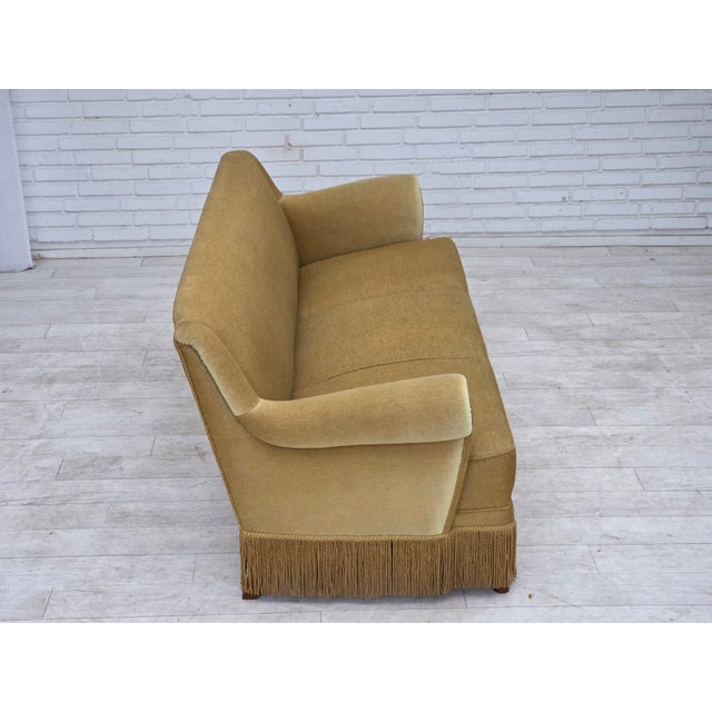 Danish Oak Three-Seater Sofa with Velour Upholstery, 1970s For Sale - Image 13 of 18