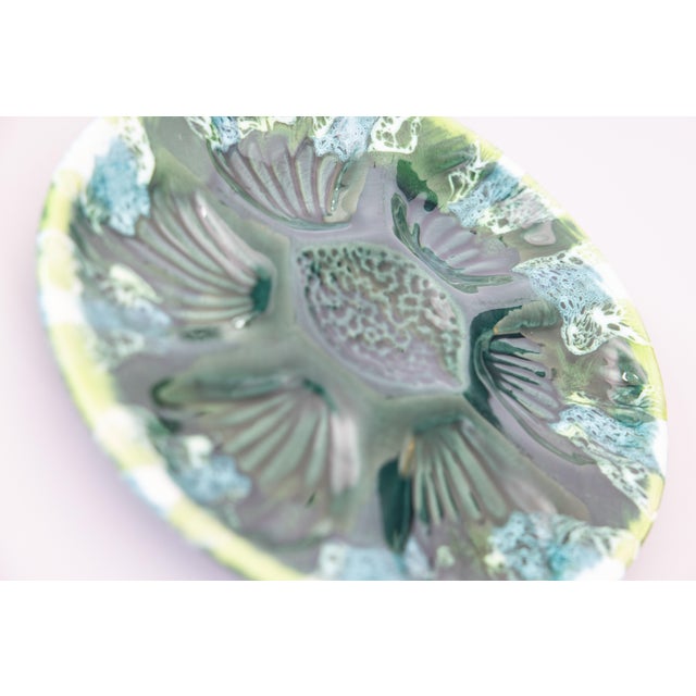 French Mid Century French Vallauris Majolica Oyster Plate For Sale - Image 3 of 8
