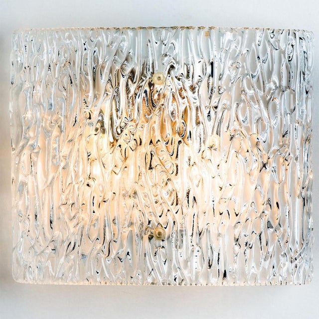 Wave Textured Glass Silver Wall Light by J. T. Kalmar for Kalmar, 1970s For Sale - Image 13 of 14