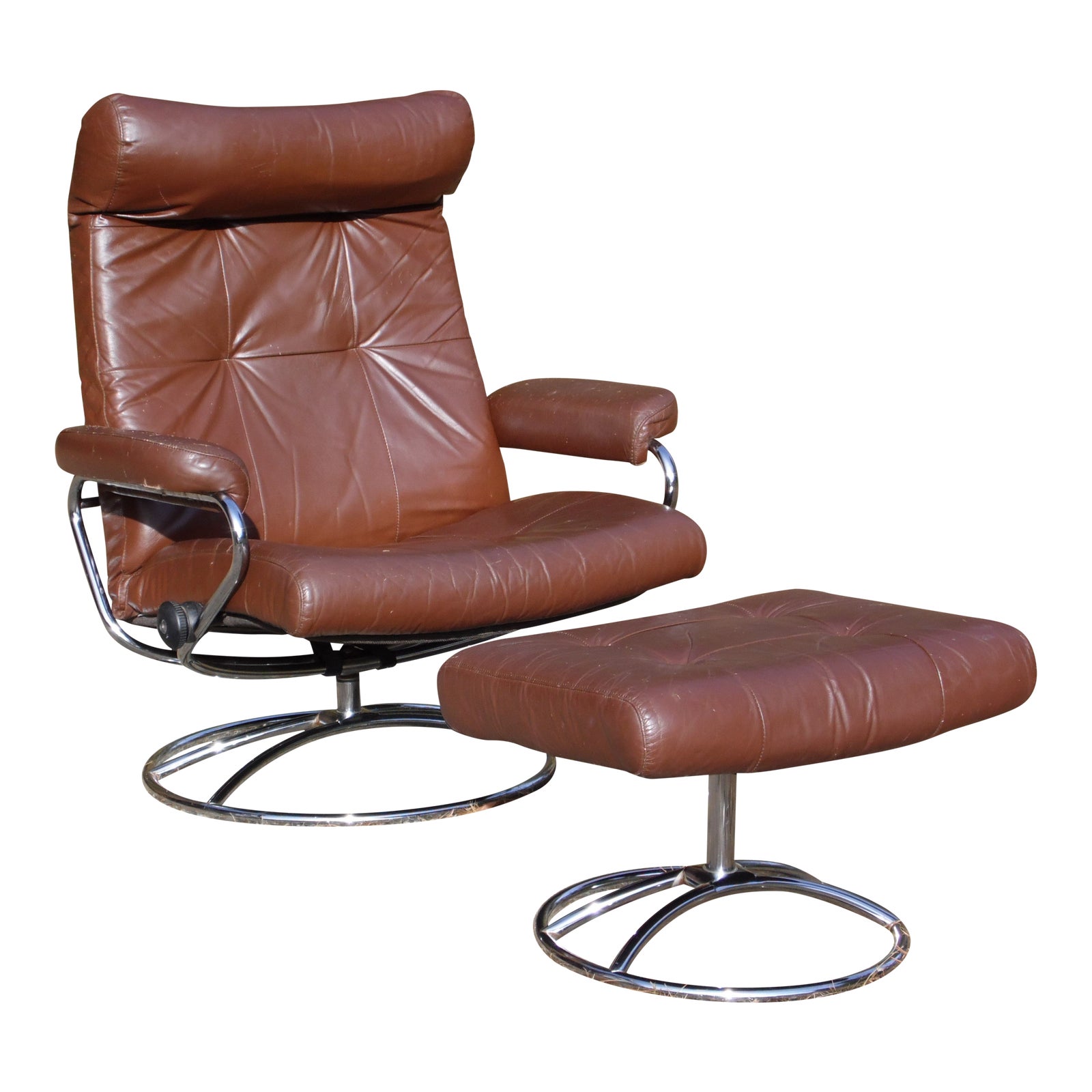 Vintage Mid Century Modern Ekornes Stressless Lounge Chair & Ottoman Chrome Base Chairish