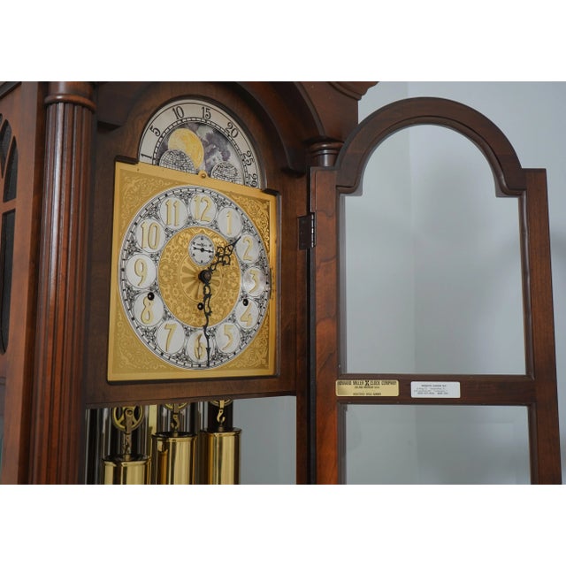 Howard Miller Cherry Tall Case Grandfather Clock For Sale - Image 11 of 18