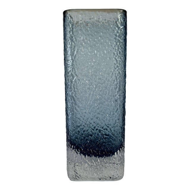 Mid-Century Modern Scandinavian Ice Glass Pillar Vase by Glimma Glasbruk, 1960s For Sale