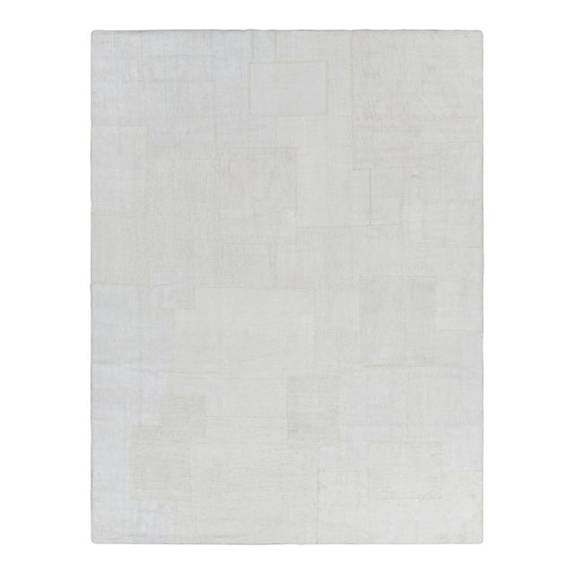 Rug & Kilim’s Modern Patchwork Kilim in White With Muted Geometric Patterns For Sale