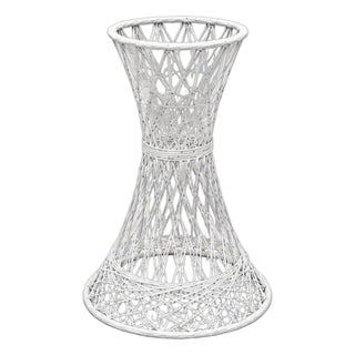 Vintage White Spun Fiberglass Hourglass Pedestals or Plant Stand, 2 Available For Sale