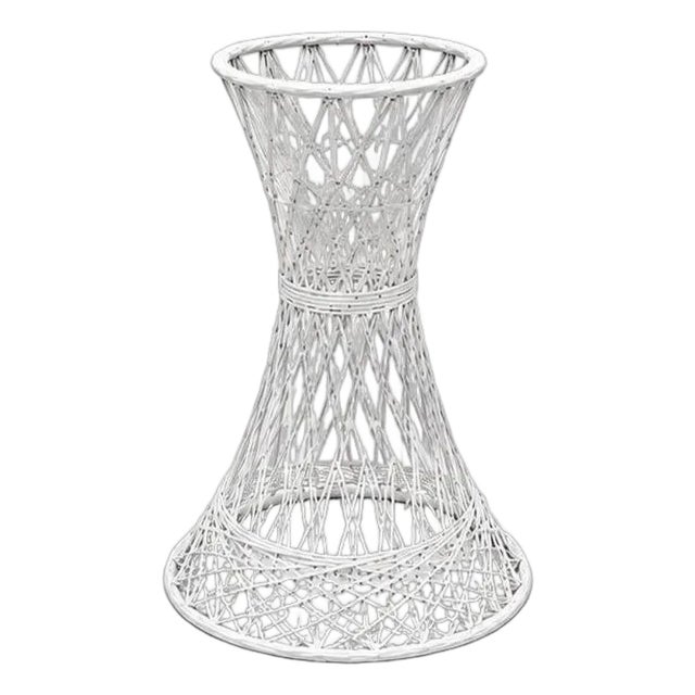 Vintage White Spun Fiberglass Hourglass Pedestals or Plant Stand, 2 Available For Sale