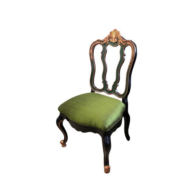 Wood Vintage Elegant Venetian Side Chair With Thai Silk Circa 1960 For Sale - Image 7 of 12