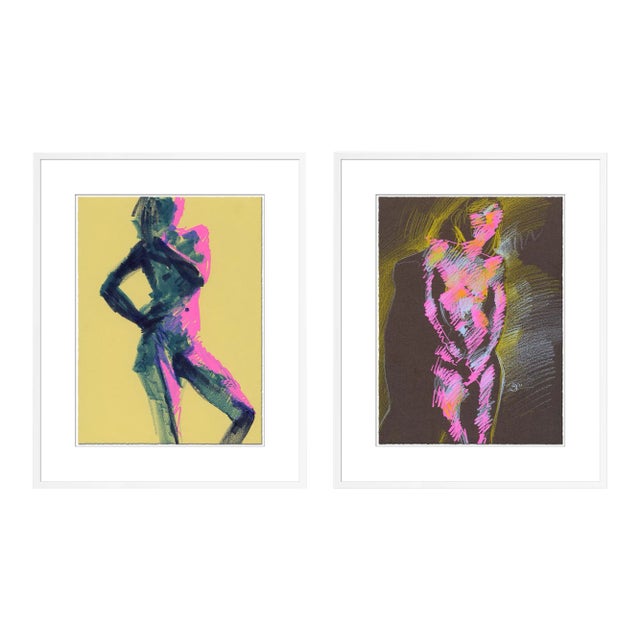 Figure 7 & 8 Diptych by David Orrin Smith in White Frame, XS Art Print For Sale