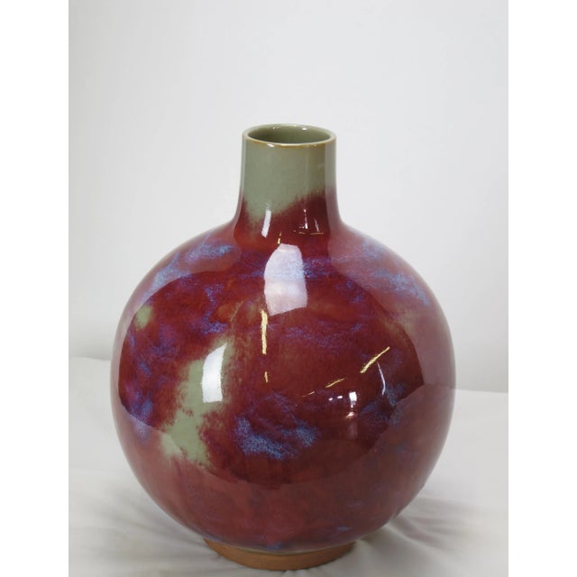 Contemporary Jun Round Porcelain Vase For Sale - Image 3 of 5