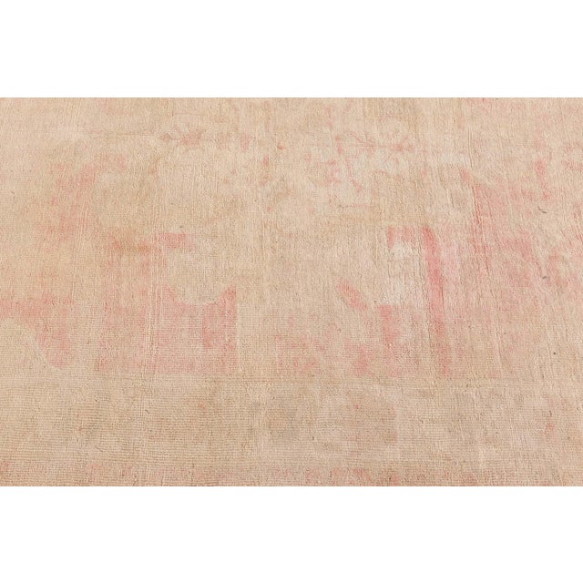 Textile Vintage Turkish Oushak Rug in Soft Blush and Ivory Tones For Sale - Image 7 of 8