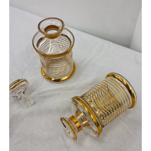 Gold Antique Gold Rimmed Perfume Bottles - a Pair For Sale - Image 8 of 9