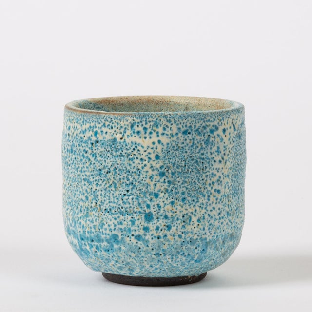Mid-Century Modern Tea Cup With Blue Volcano Glaze Signed 2-71 For Sale - Image 3 of 12